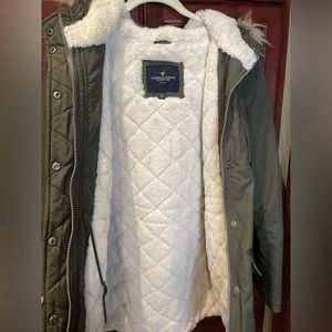 American Eagle Sherpa Lined Green Parka